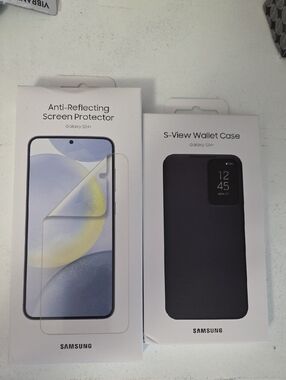 Samsung S-View Wallet Case & Anti-Reflecting Screen Protector - Black